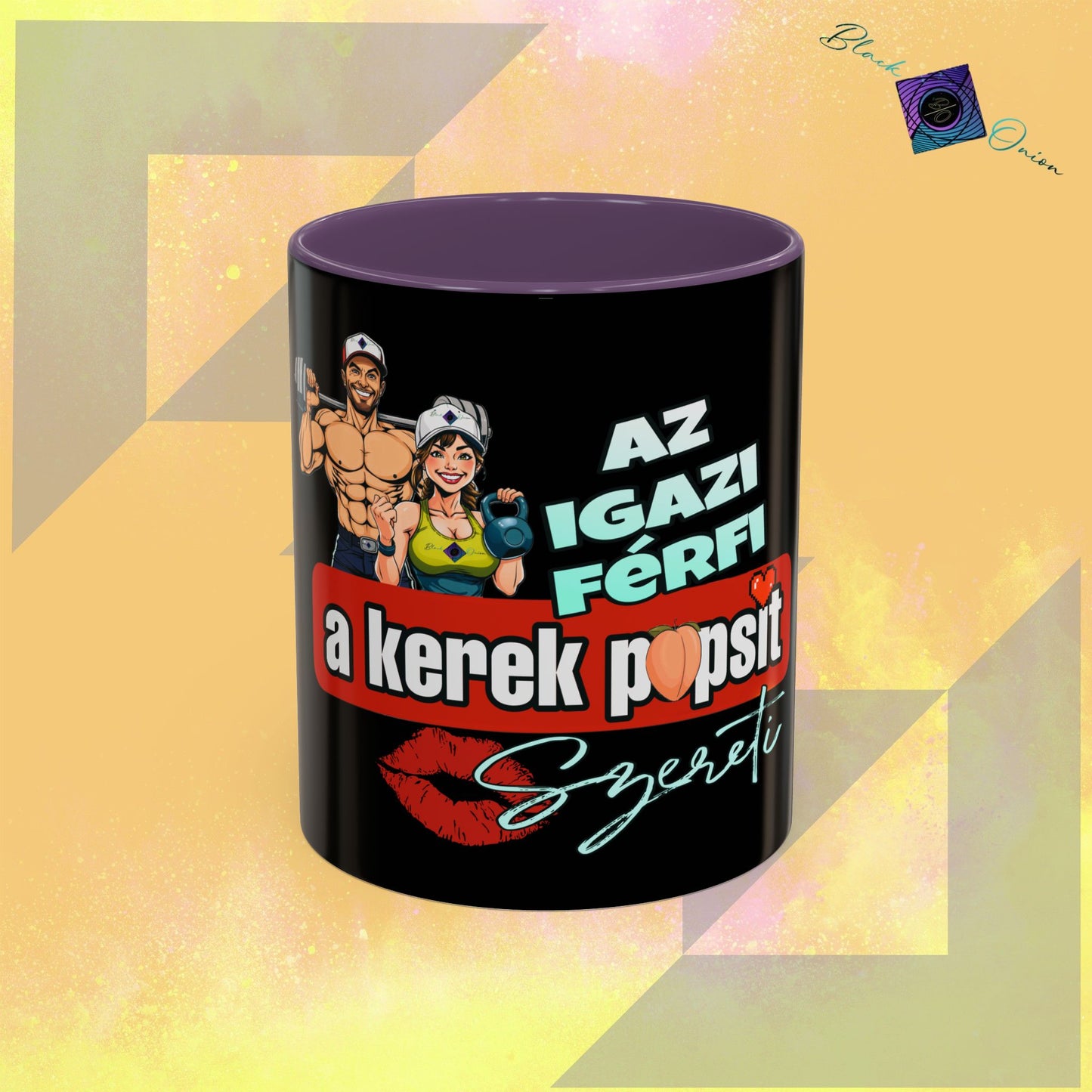BlackOnion Coffee Mug - 11oz with Workout Motif ‘Az igazi férfi’🔥💪🫵