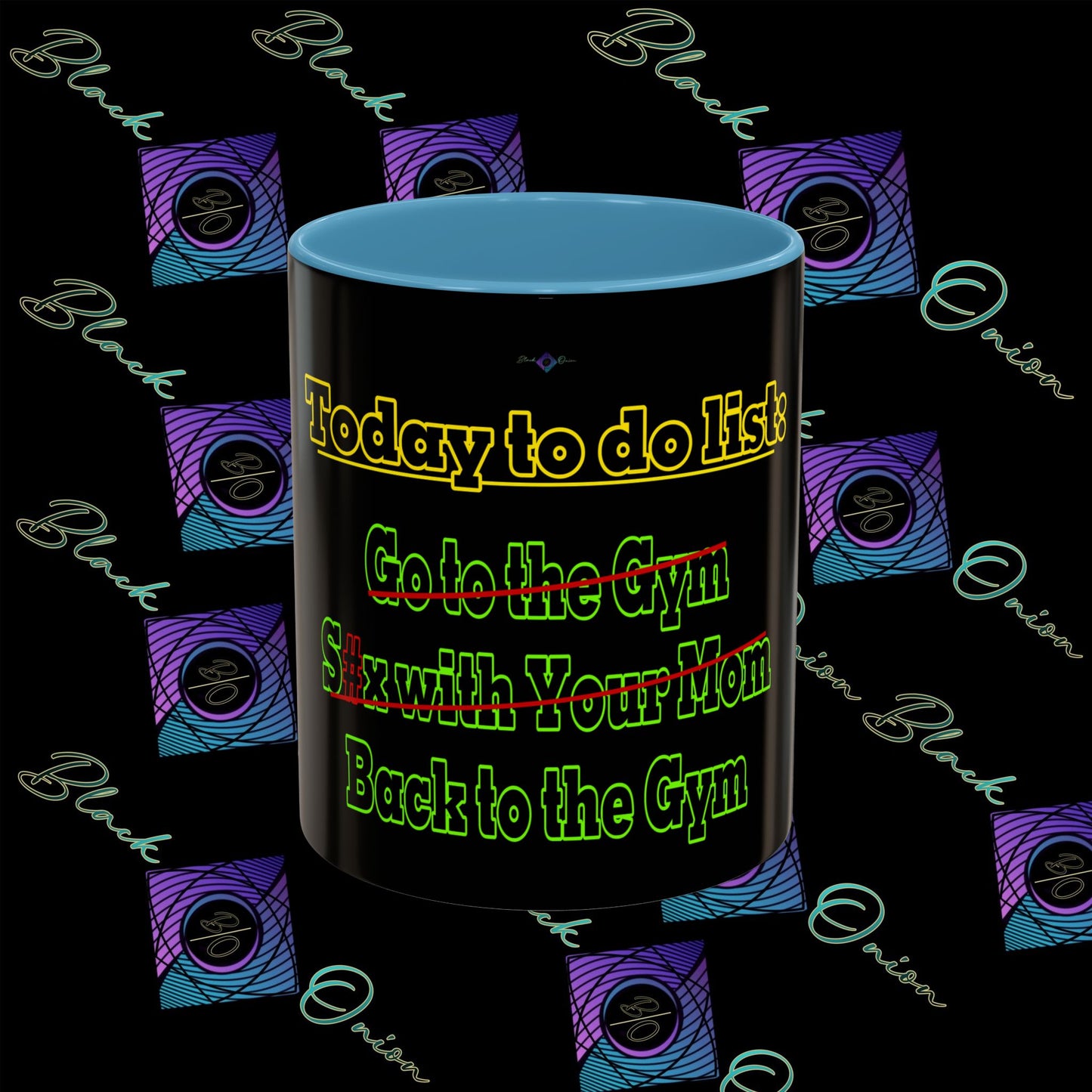 BlackOnion Coffee Mug 2 with Workout Motif ‘Today To Do List V2’🫵🔥💪