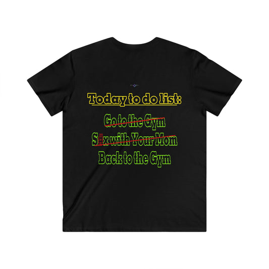 BlackOnion Men's V-Neck T-Shirt with Workout Motif ‘Today to do list’💪🔥🫵