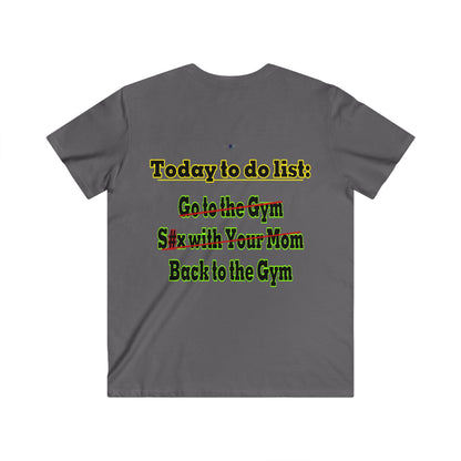 BlackOnion Men's V-Neck T-Shirt with Workout Motif ‘Today to do list’💪🔥🫵