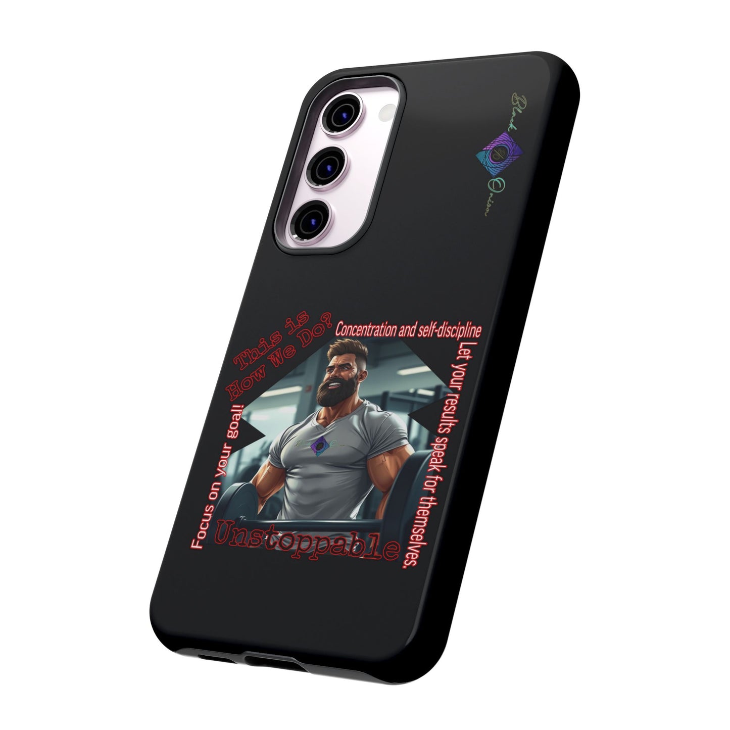 BlackOnion Brand New Phone Case - with Motivational Workout Motif’Unstoppable ‘💪🔥🫵