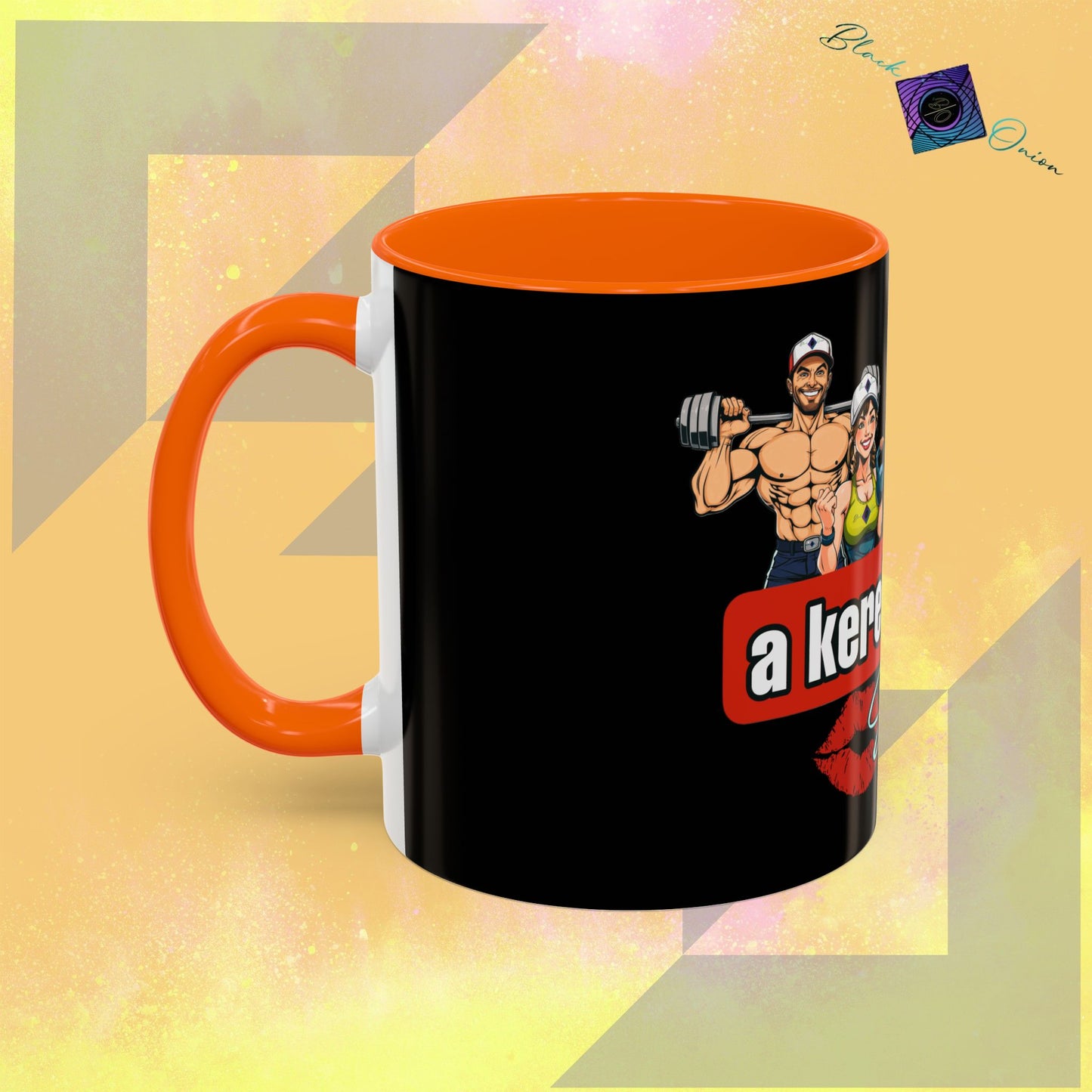 BlackOnion Coffee Mug Serial 2 with Workout Motif ‘Az igazi férfiak a kerek popsit szeretik ‘🫵🔥💪