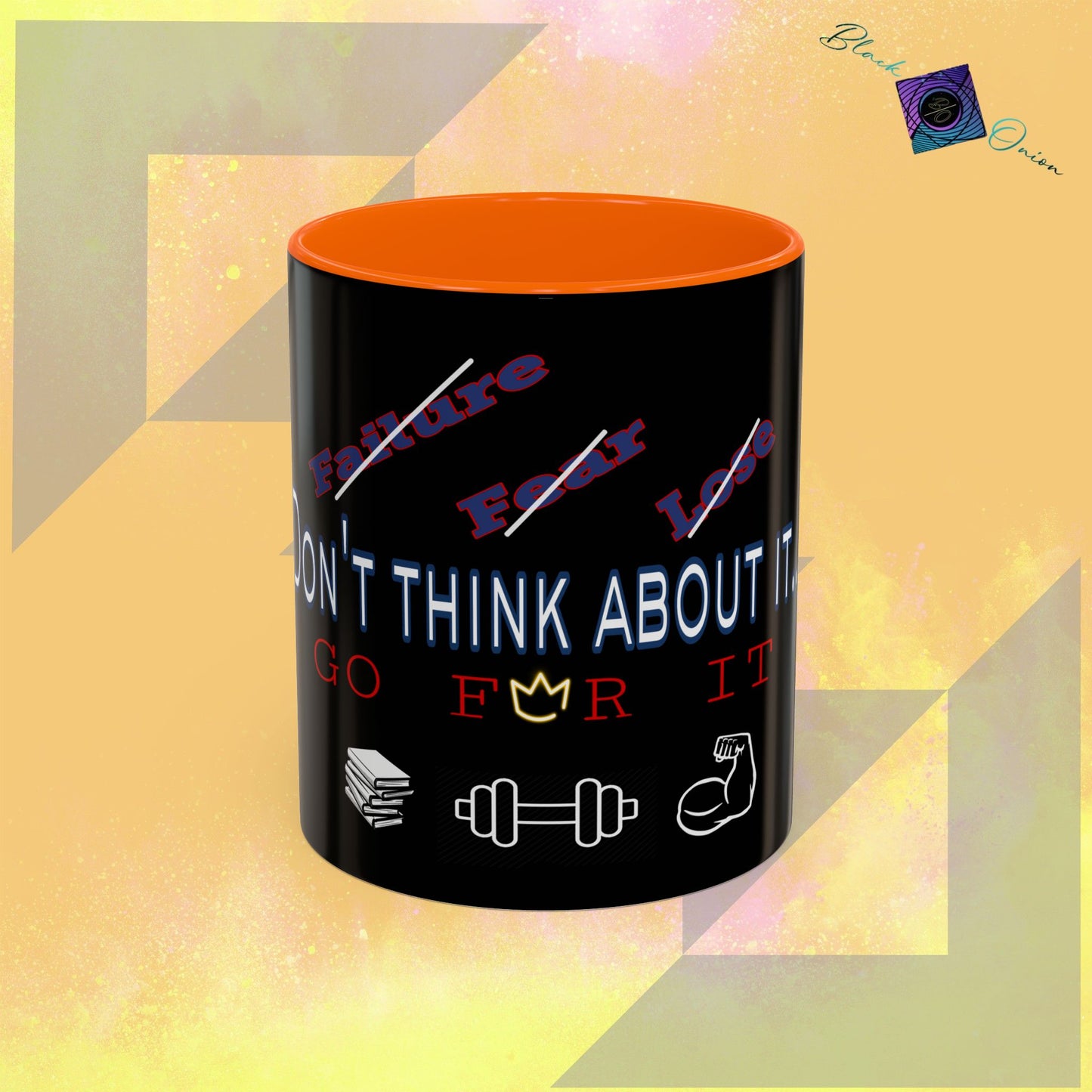 BlackOnion Coffee Mug - 11oz with workout motif ‘Don’t think about it’🔥💪🫵