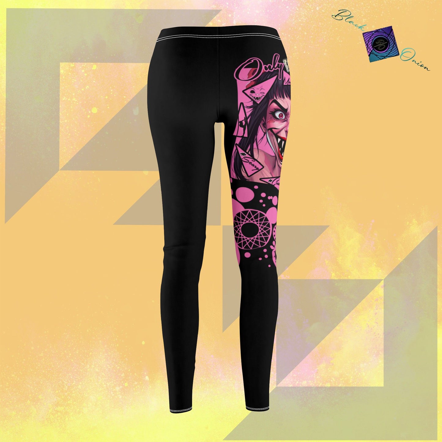BlackOnion Stylish Women's Mid-rise Casual Leggings with OnlyGirl “ Mad Girl” Motif🌸💋❤️