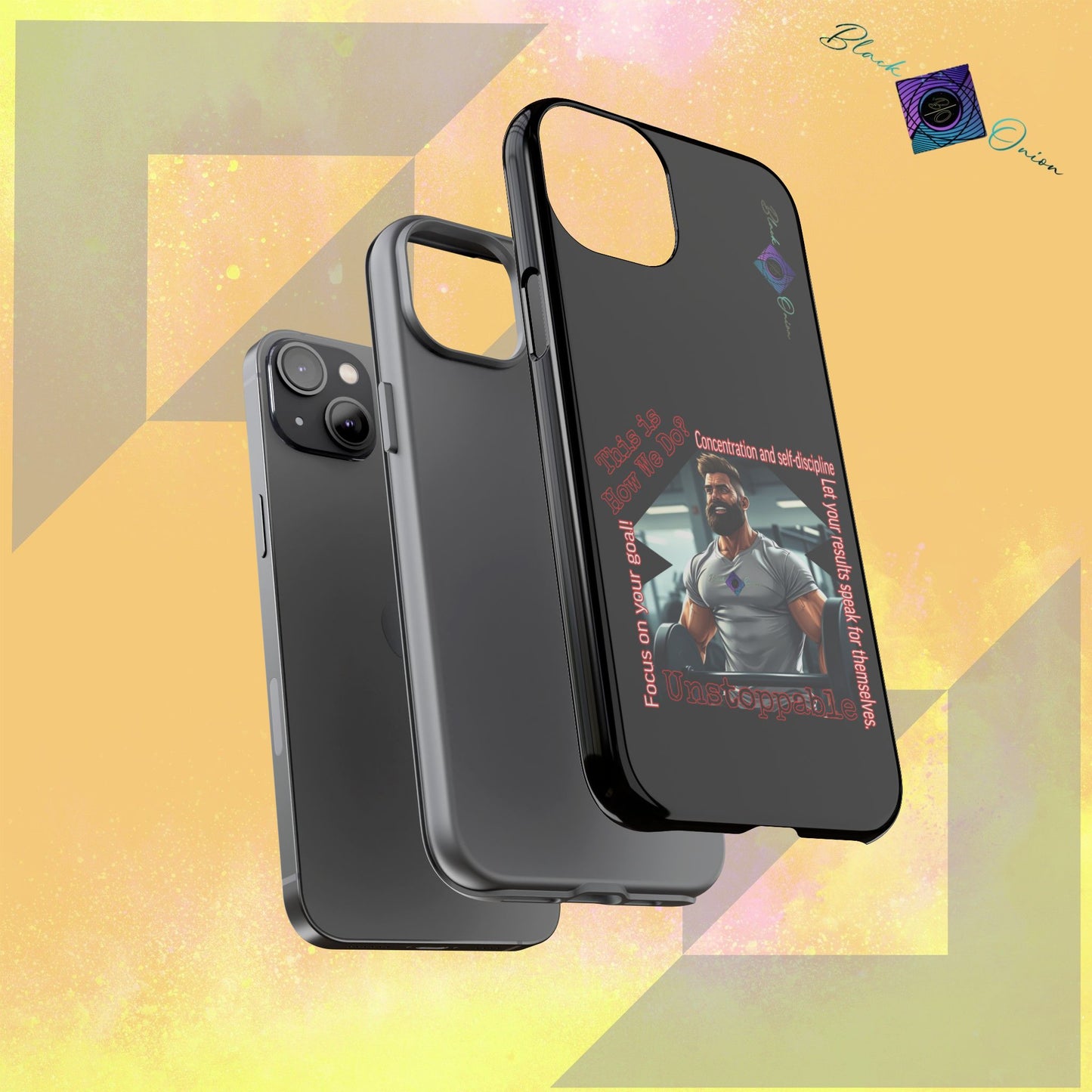 BlackOnion Brand New Phone Case - with Motivational Workout Motif’Unstoppable ‘💪🔥🫵