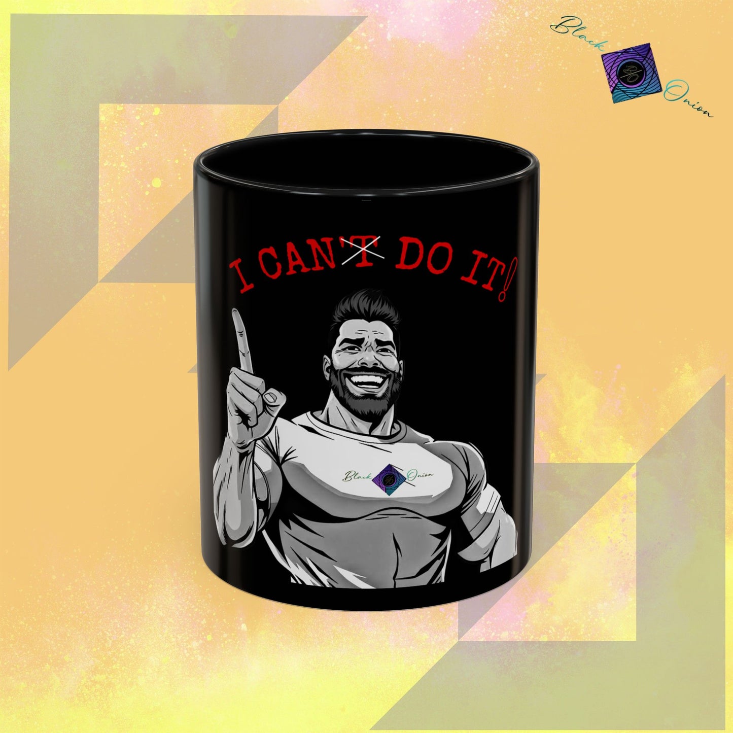 BlackOnion Coffee Mug - 11oz with Workout Motif ‘I Can Do It ’🔥💪🫵