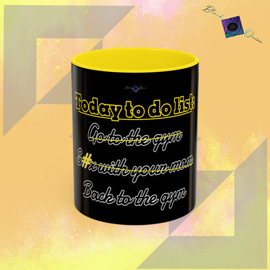 BlackOnion Coffee Mug - 11oz with Workout Motif ‘Today To Do List ’🔥💪🫵