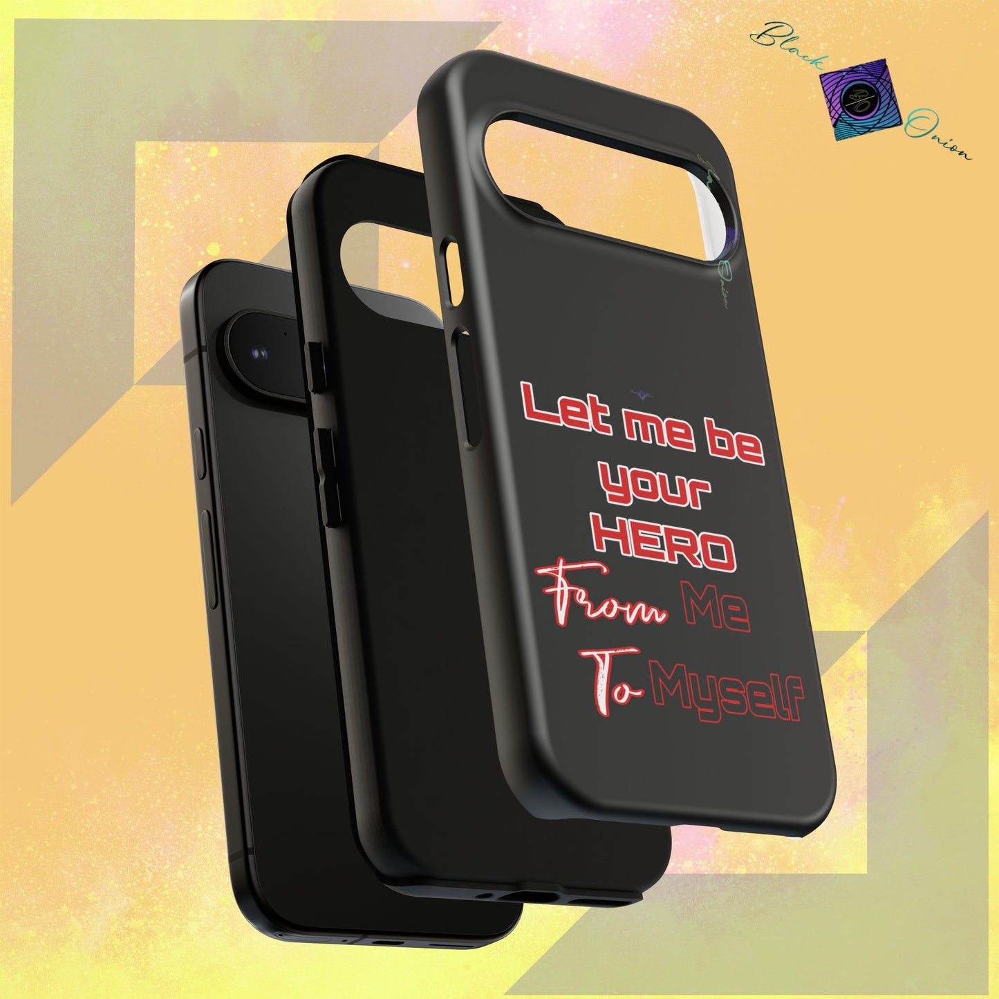 BlackOnion Brand New Phone Case - with Motivational Workout Motif’Let me be your Hero ‘💪🔥🫵