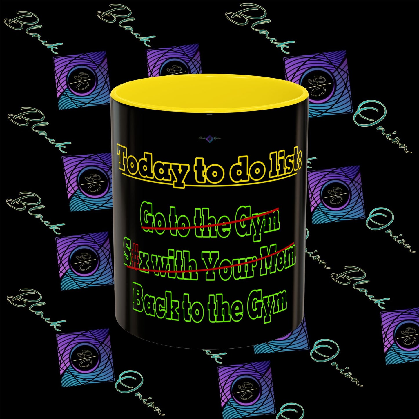 BlackOnion Coffee Mug 2 with Workout Motif ‘Today To Do List V2’🫵🔥💪