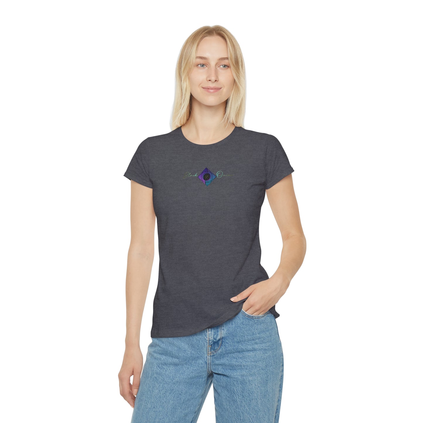 BlackOnion Women's Iconic T-Shirt - with Workout Motif 💯🌸💋