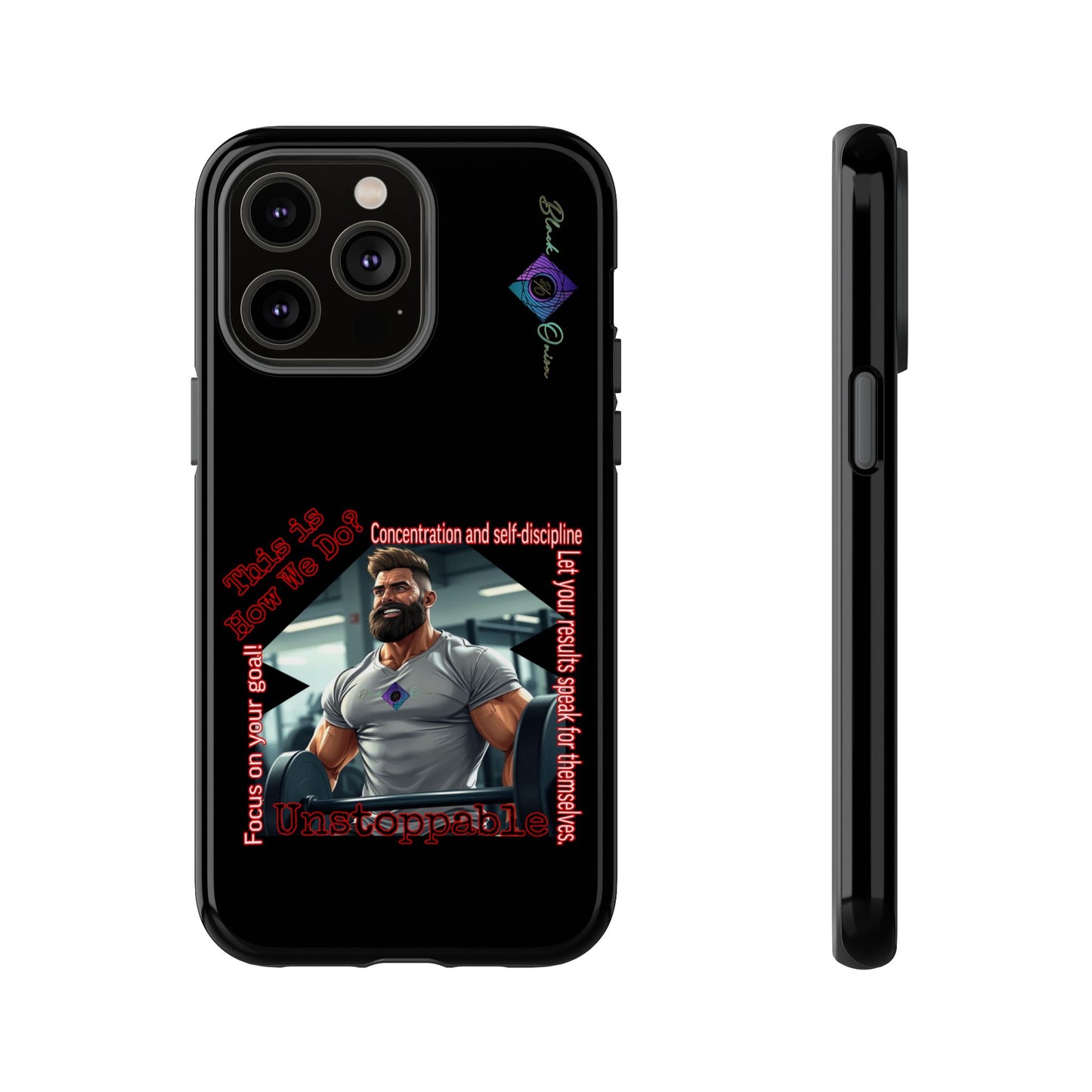 BlackOnion Brand New Phone Case - with Motivational Workout Motif’Unstoppable ‘💪🔥🫵