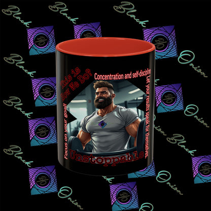 BlackOnion Coffee Mug - 11oz with Workout Motif ‘Unstoppable’🔥💪🫵