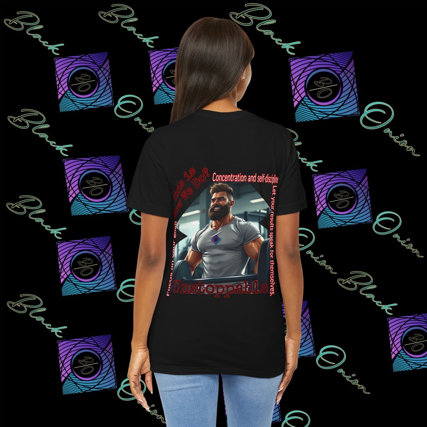 BlackOnion T-Shirt with Workout Motif “Unstoppable “💪🔥🫵