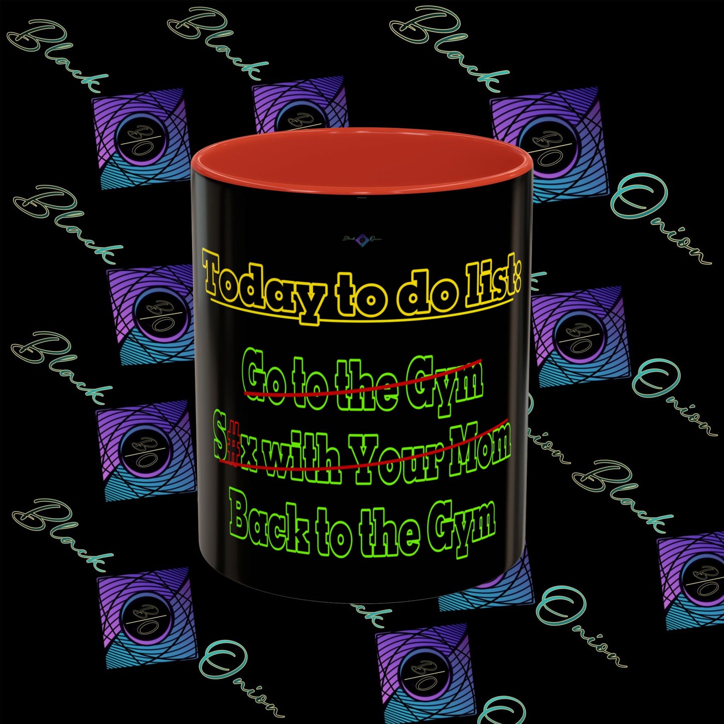 BlackOnion Coffee Mug 2 with Workout Motif ‘Today To Do List V2’🫵🔥💪