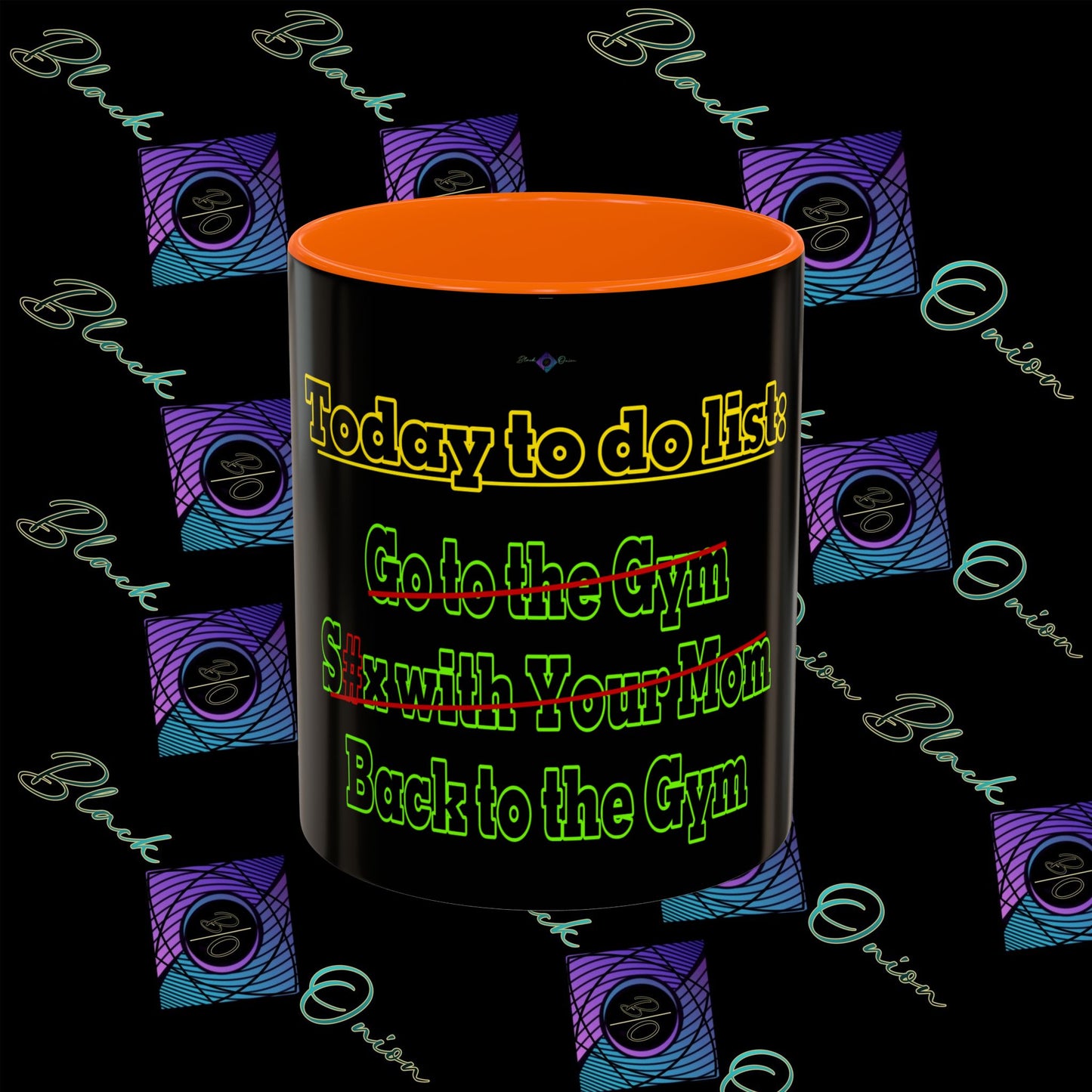 BlackOnion Coffee Mug 2 with Workout Motif ‘Today To Do List V2’🫵🔥💪