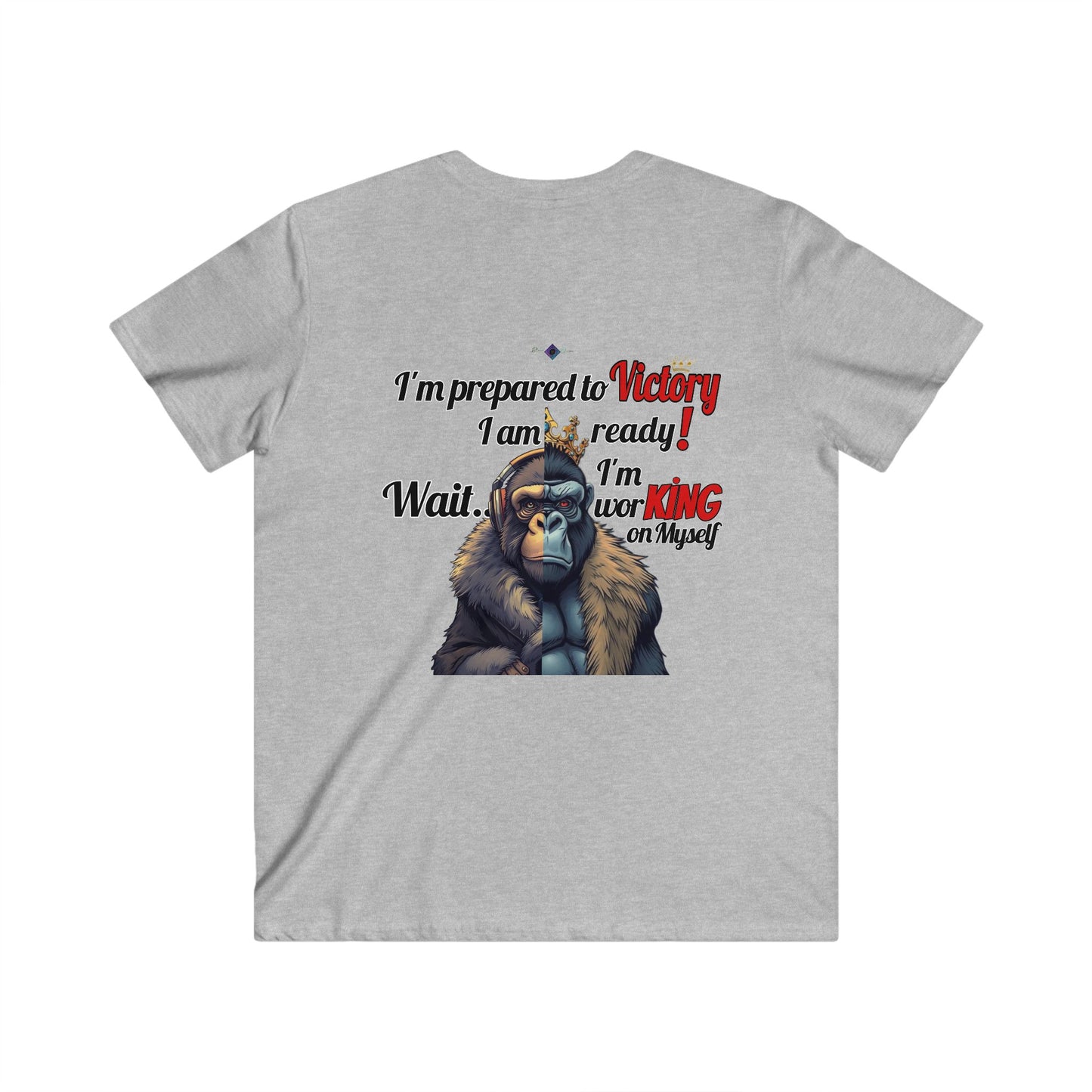 BlackOnion Men's V-Neck T-Shirt with Workout Motif ‘Victory👑’ 💪🔥🫵