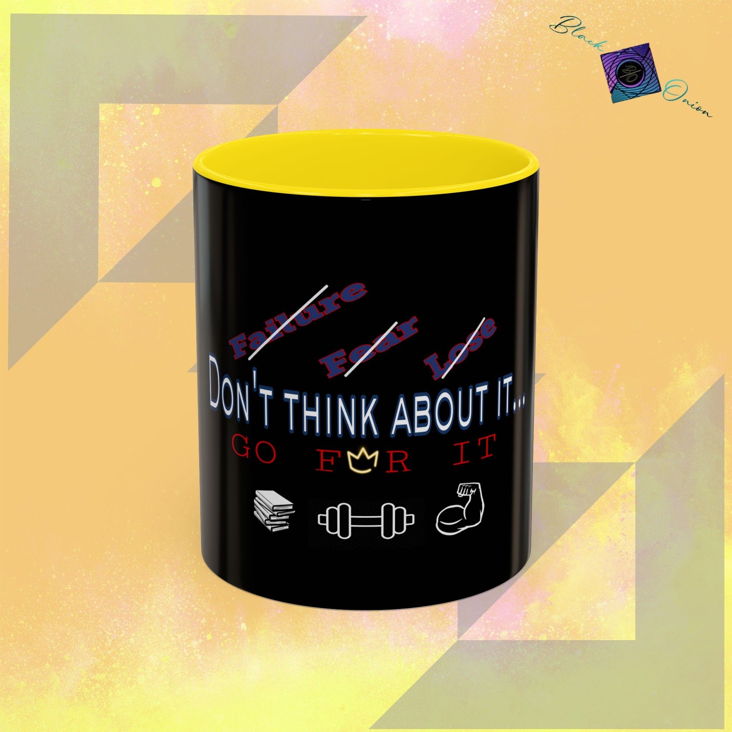BlackOnion Coffee Mug Serial 2 with Workout Motif ‘Don’t think ‘🫵🔥💪