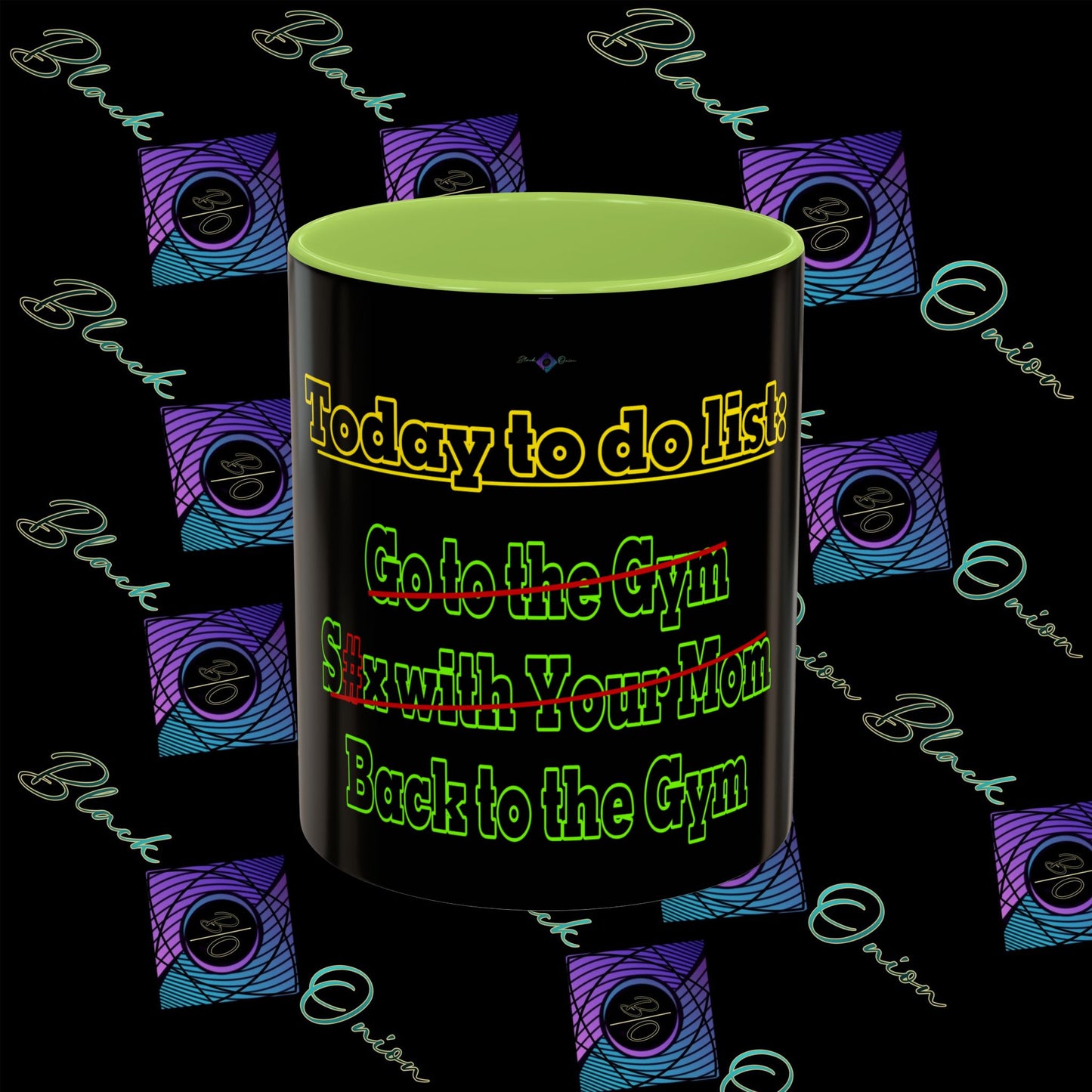 BlackOnion Coffee Mug 2 with Workout Motif ‘Today To Do List V2’🫵🔥💪