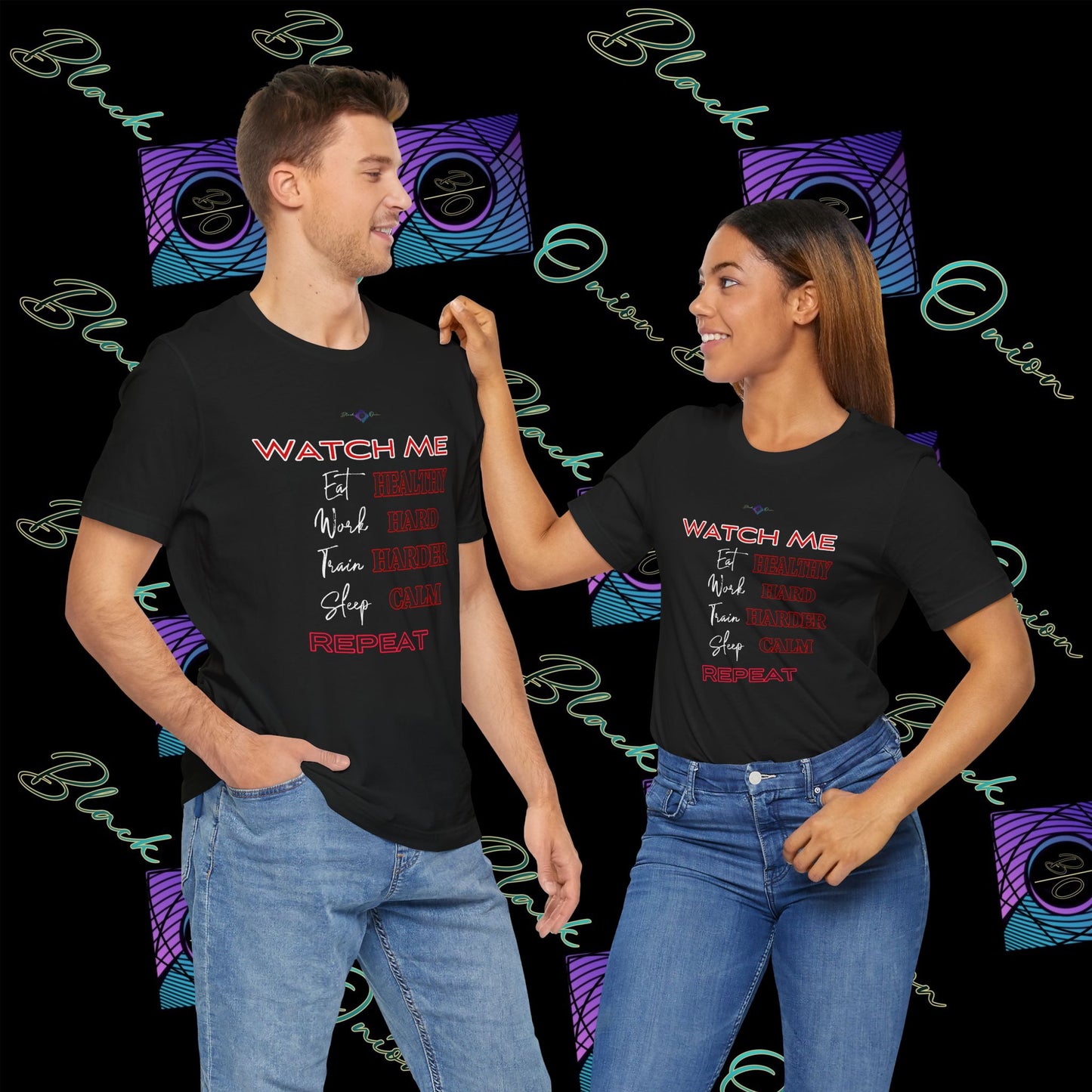 BlackOnion "Watch Me" T-Shirt with Workout Motif V4 💪🔥