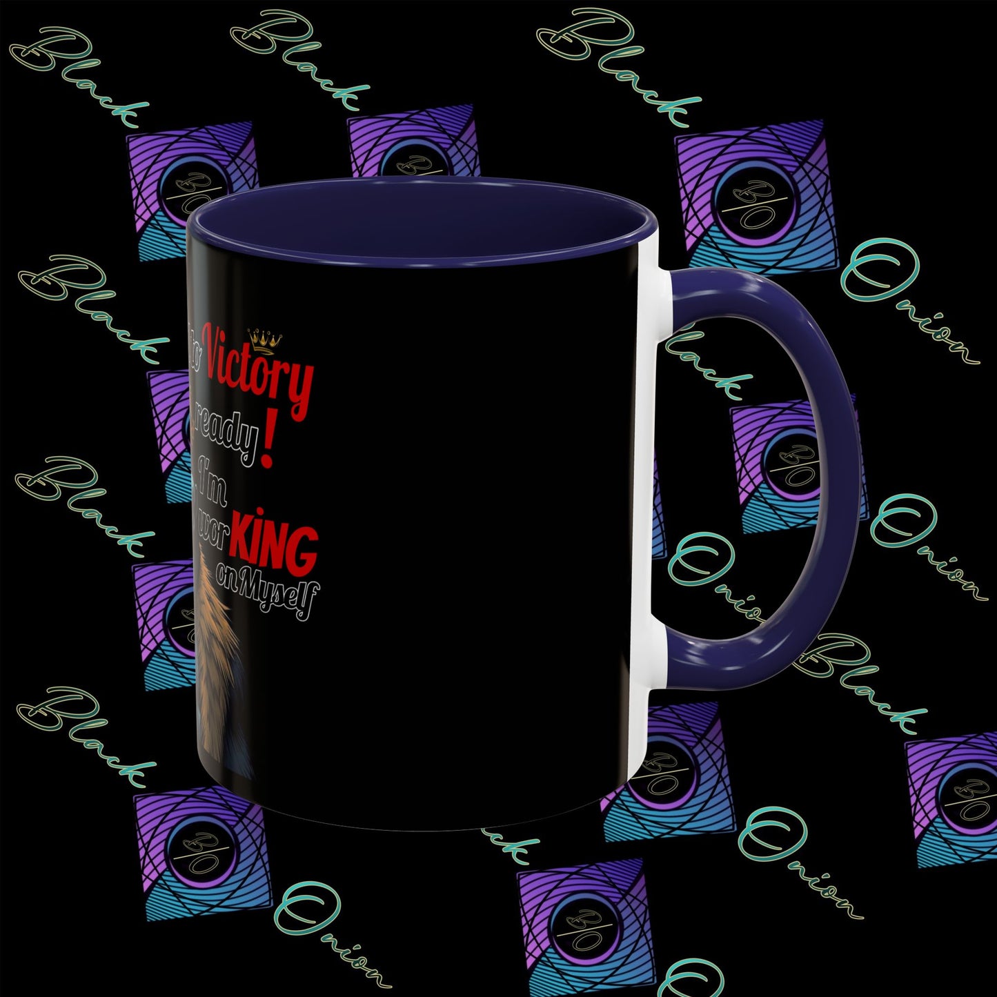 BlackOnion Coffee Mug - 11oz with Workout Motif ‘Victory 👑’🔥💪🫵
