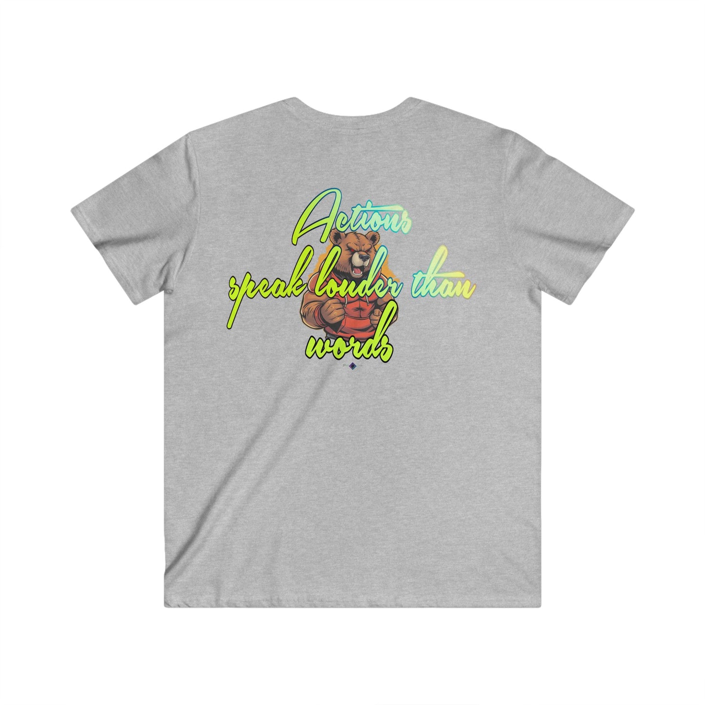 BlackOnion Men's V-Neck T-Shirt with Workout Motif ‘Actions speak lauder than words’💪🔥🫵