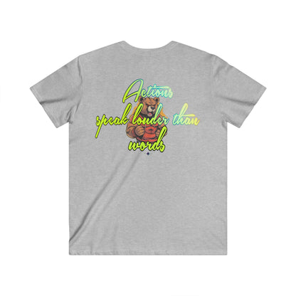 BlackOnion Men's V-Neck T-Shirt with Workout Motif ‘Actions speak lauder than words’💪🔥🫵
