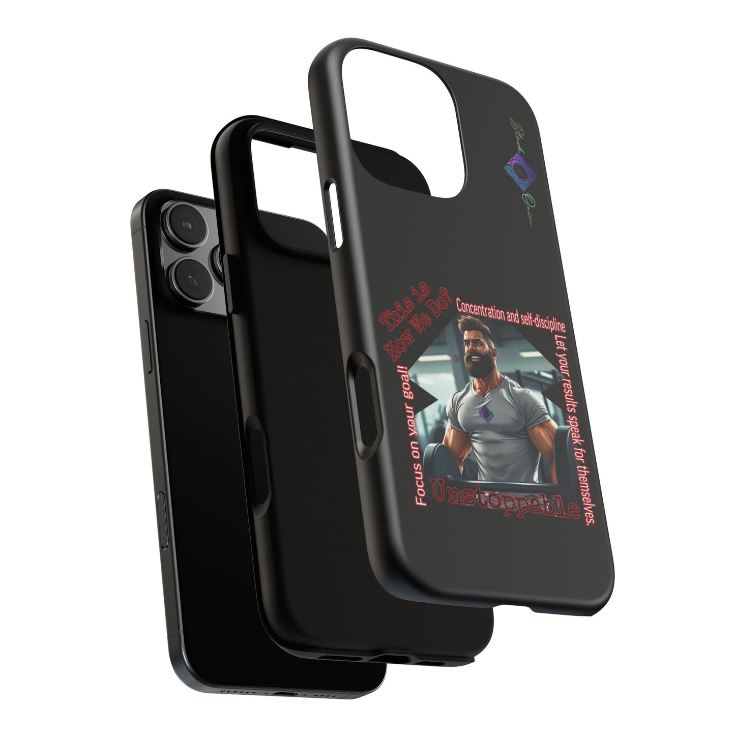 BlackOnion Brand New Phone Case - with Motivational Workout Motif’Unstoppable ‘💪🔥🫵