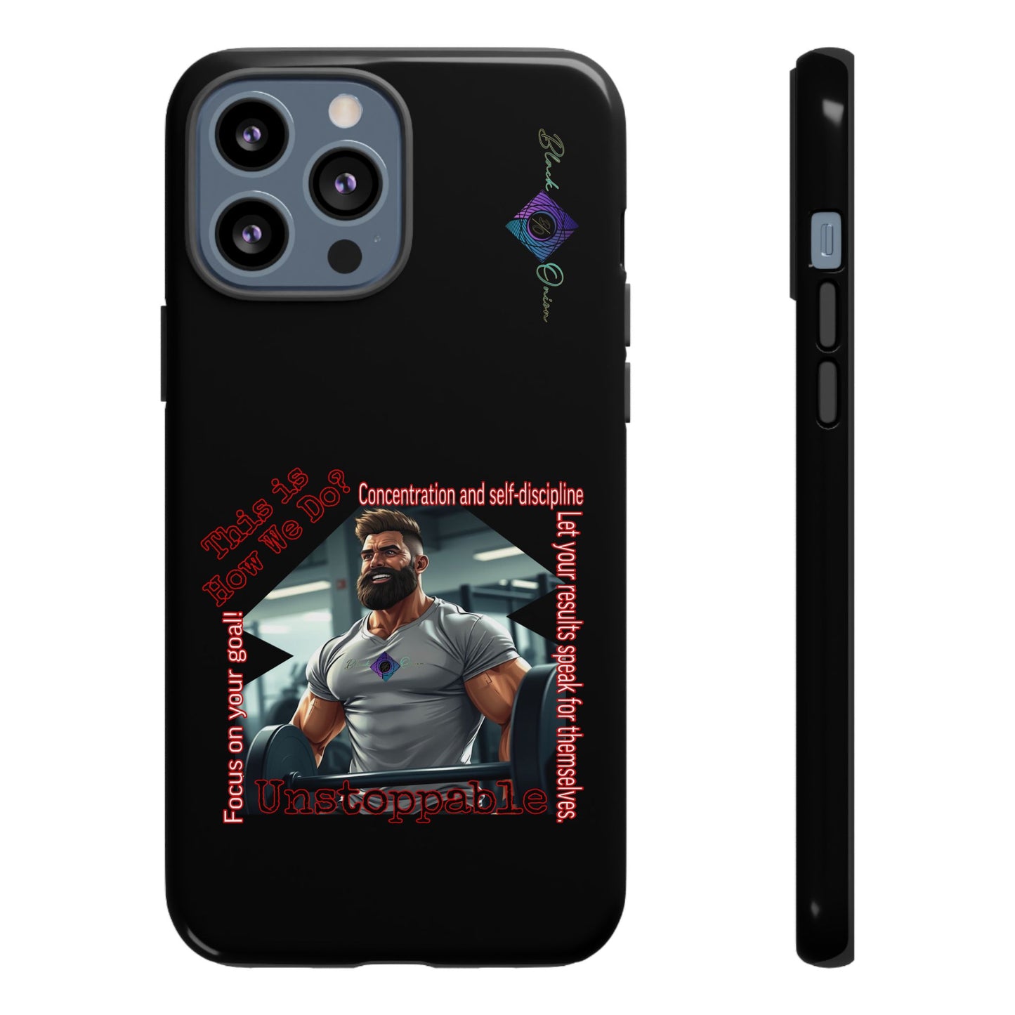 BlackOnion Brand New Phone Case - with Motivational Workout Motif’Unstoppable ‘💪🔥🫵
