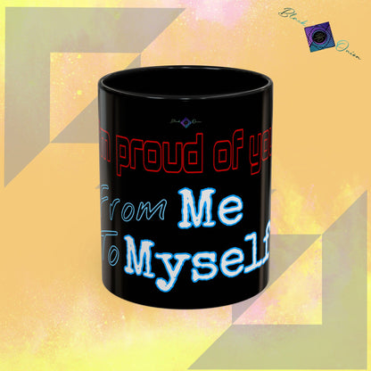 BlackOnion Coffee Mug - 11oz with workout motif ‘I’m proud of you’🔥💪🫵