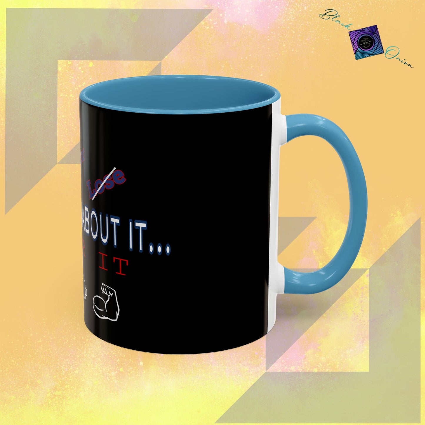 BlackOnion Coffee Mug - 11oz with workout motif ‘Don’t think about it’🔥💪🫵