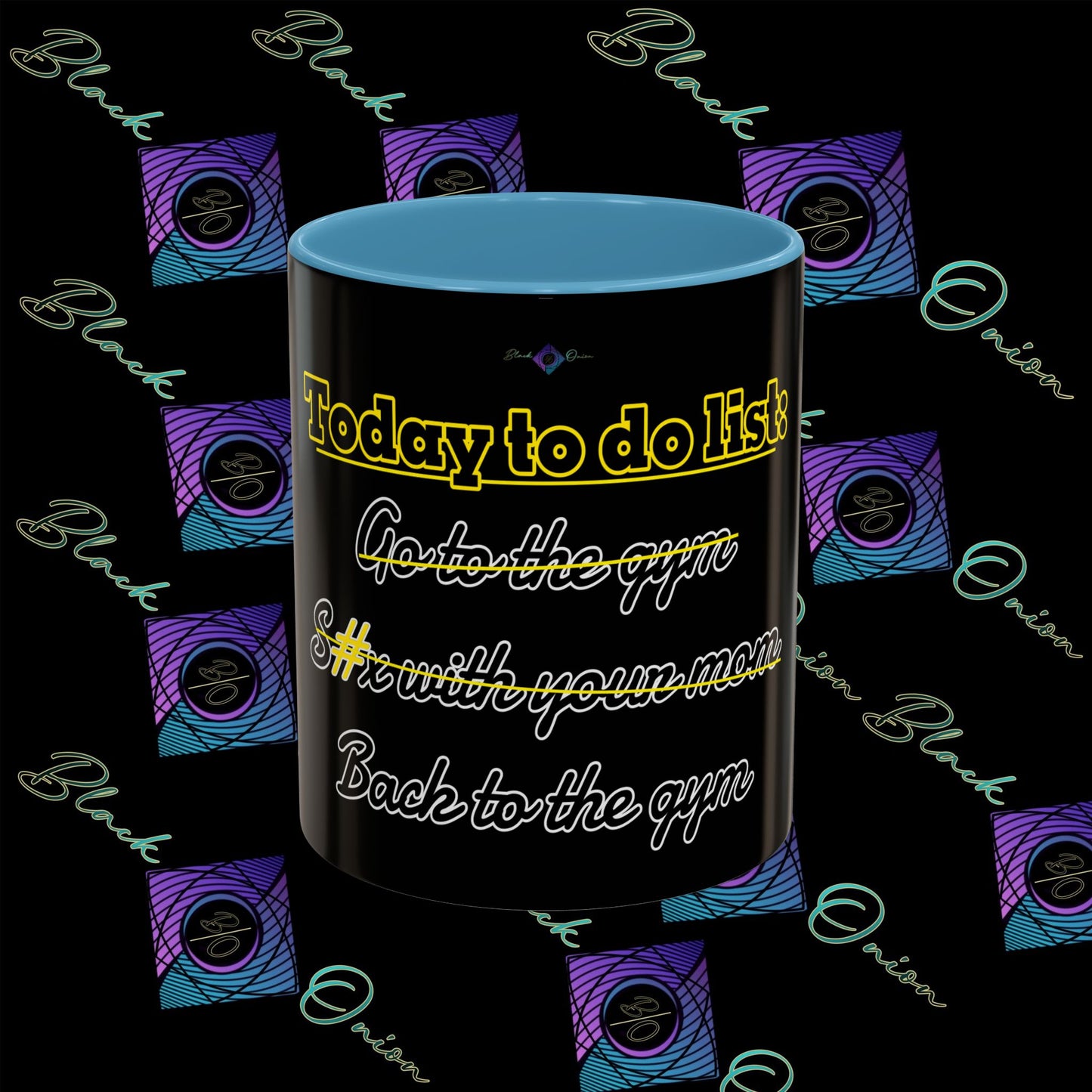 BlackOnion Coffee Mug - 11oz with Workout Motif ‘Today To Do List ’🔥💪🫵