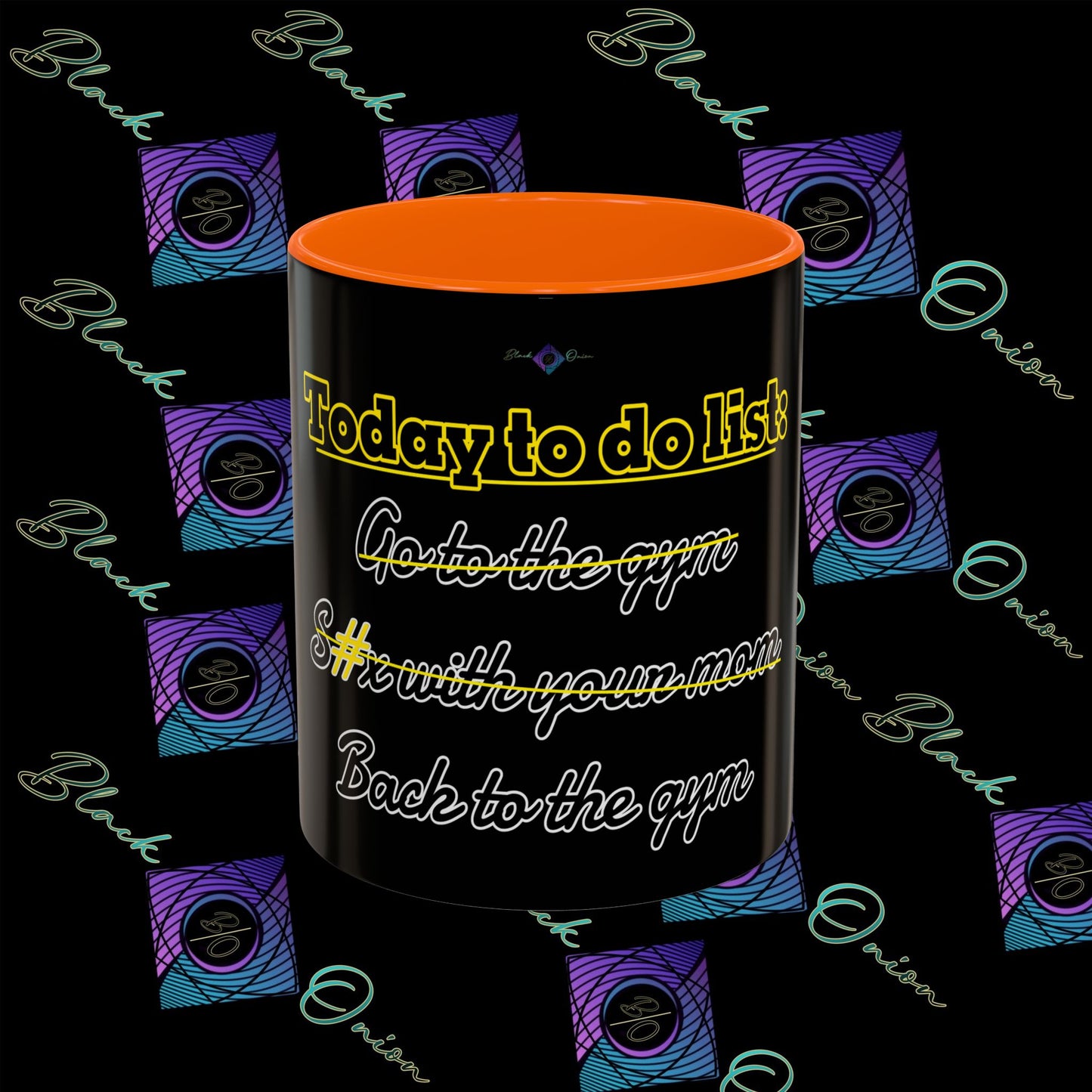 BlackOnion Coffee Mug - 11oz with Workout Motif ‘Today To Do List ’🔥💪🫵