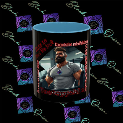 BlackOnion Coffee Mug - 11oz with Workout Motif ‘Unstoppable’🔥💪🫵