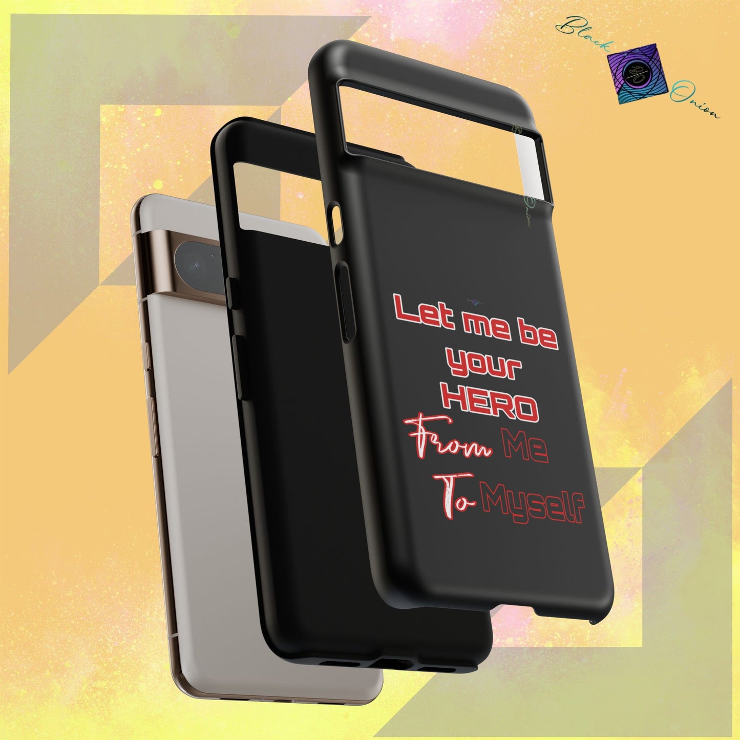 BlackOnion Brand New Phone Case - with Motivational Workout Motif’Let me be your Hero ‘💪🔥🫵