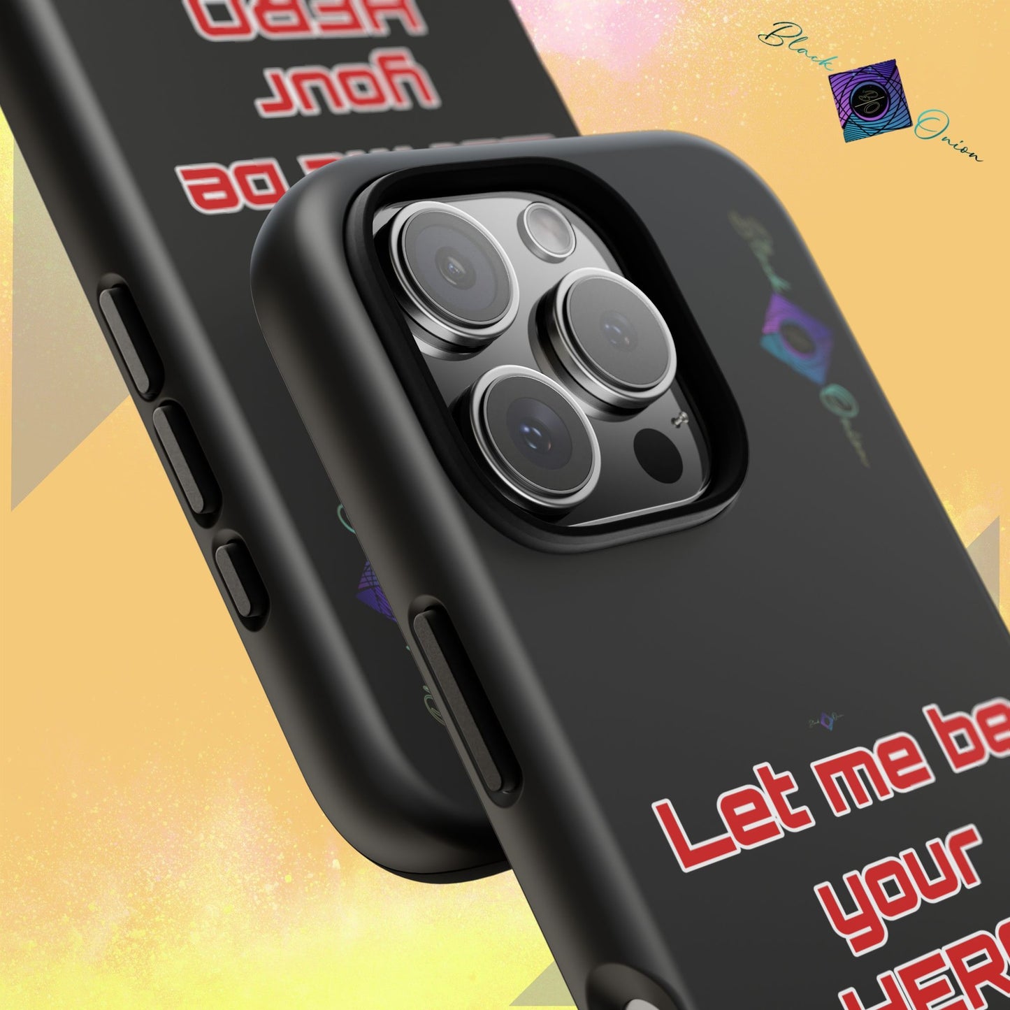 BlackOnion Brand New Phone Case - with Motivational Workout Motif’Let me be your Hero ‘💪🔥🫵