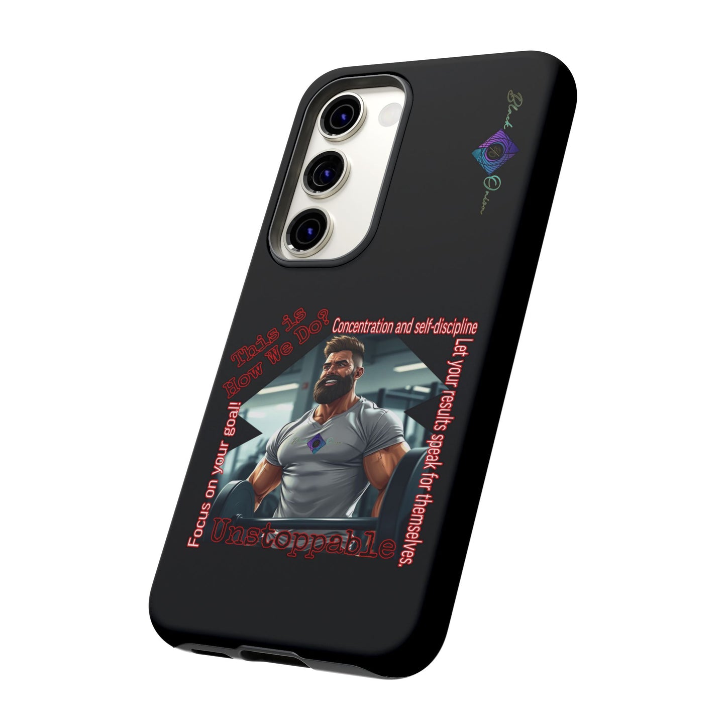 BlackOnion Brand New Phone Case - with Motivational Workout Motif’Unstoppable ‘💪🔥🫵