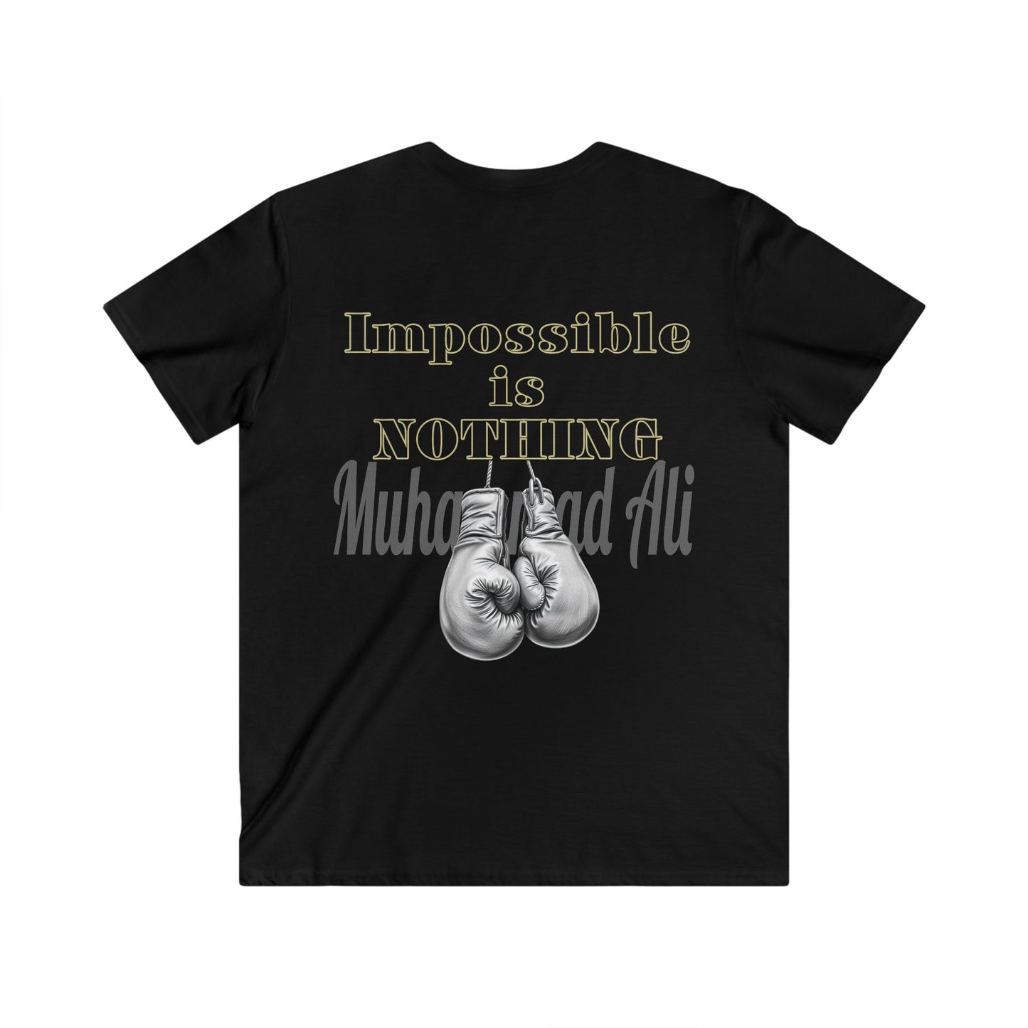 BlackOnion Men's V-Neck T-Shirt with Workout Motif ‘Impossible is Nothing’💪🔥🫵
