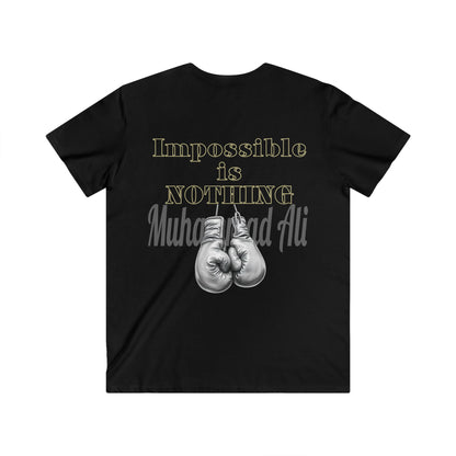 BlackOnion Men's V-Neck T-Shirt with Workout Motif ‘Impossible is Nothing’💪🔥🫵