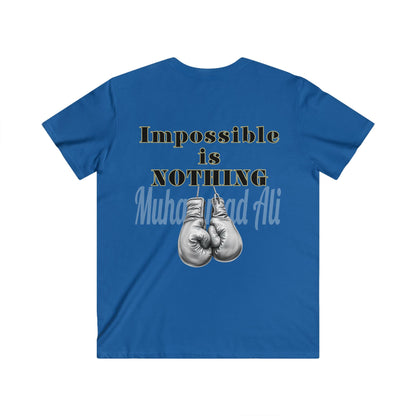 BlackOnion Men's V-Neck T-Shirt with Workout Motif ‘Impossible is Nothing’💪🔥🫵