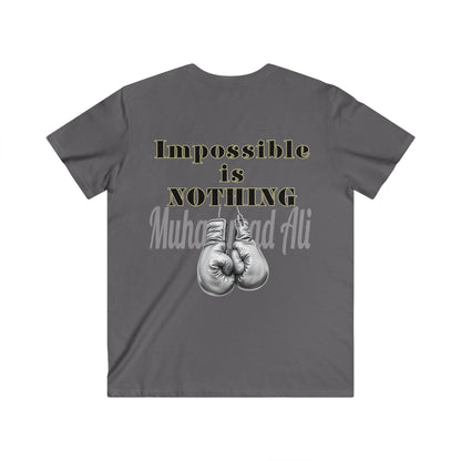 BlackOnion Men's V-Neck T-Shirt with Workout Motif ‘Impossible is Nothing’💪🔥🫵