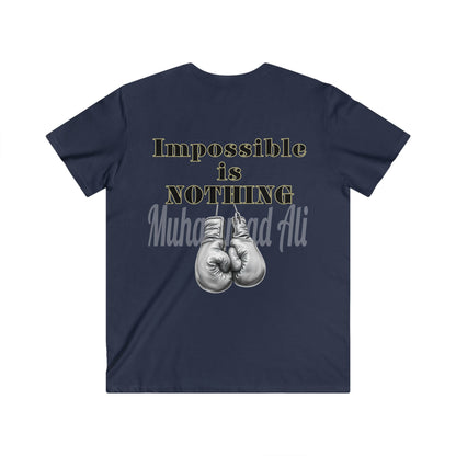BlackOnion Men's V-Neck T-Shirt with Workout Motif ‘Impossible is Nothing’💪🔥🫵
