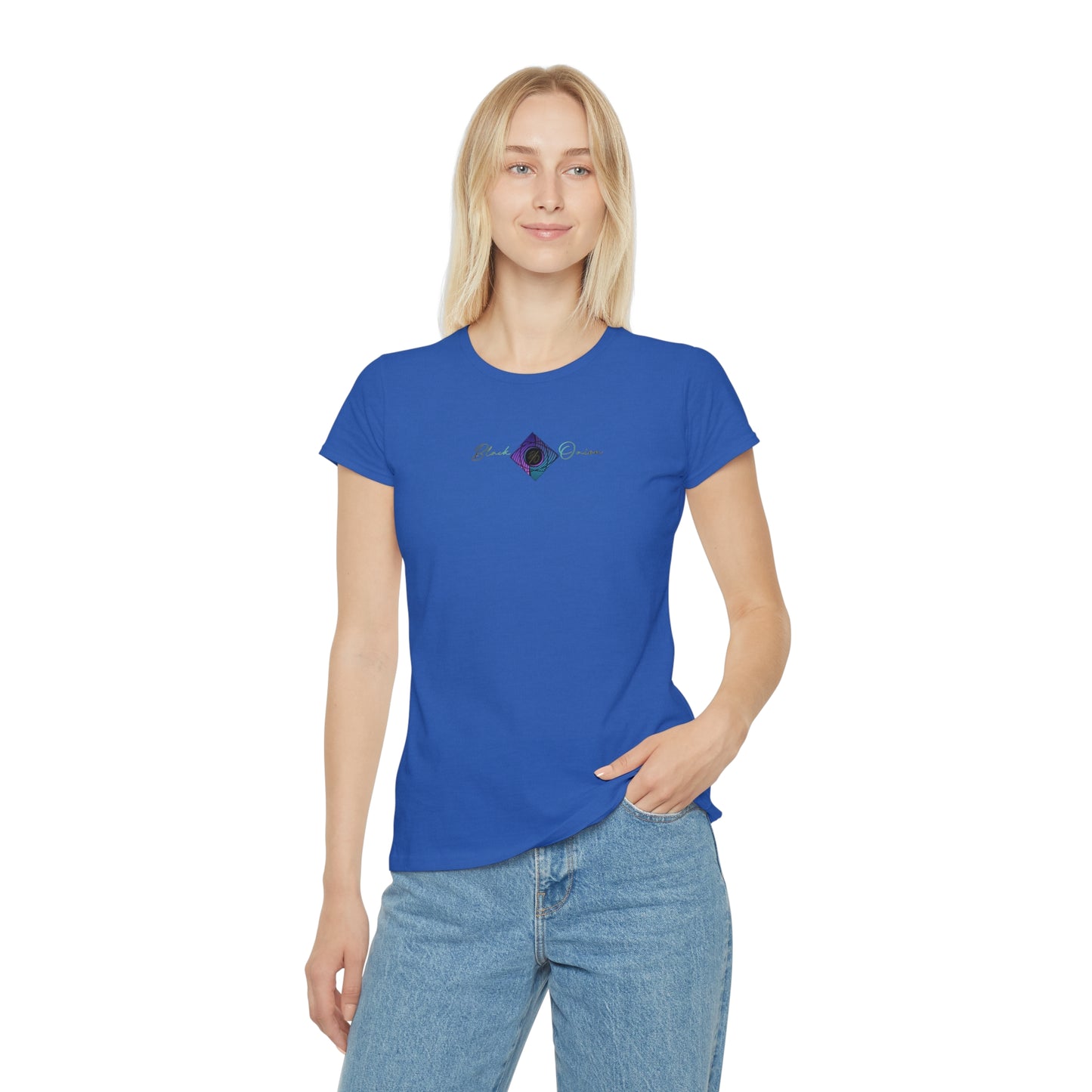 BlackOnion Women's Iconic T-Shirt - with Workout Motif 💯🌸💋