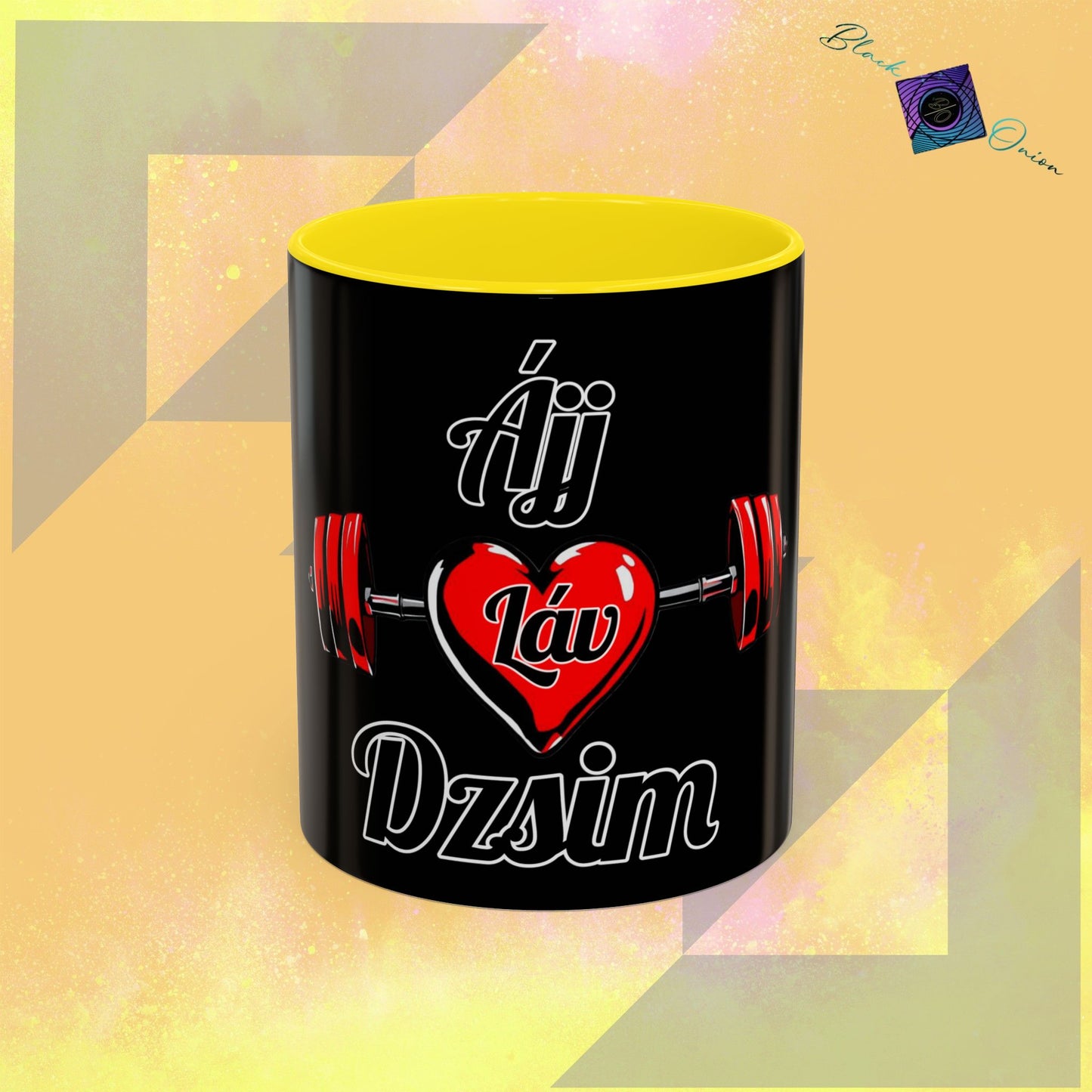 BlackOnion Coffee Mug - 11oz with Workout Motif ‘ÁjjLávDzsi’🔥💪🫵