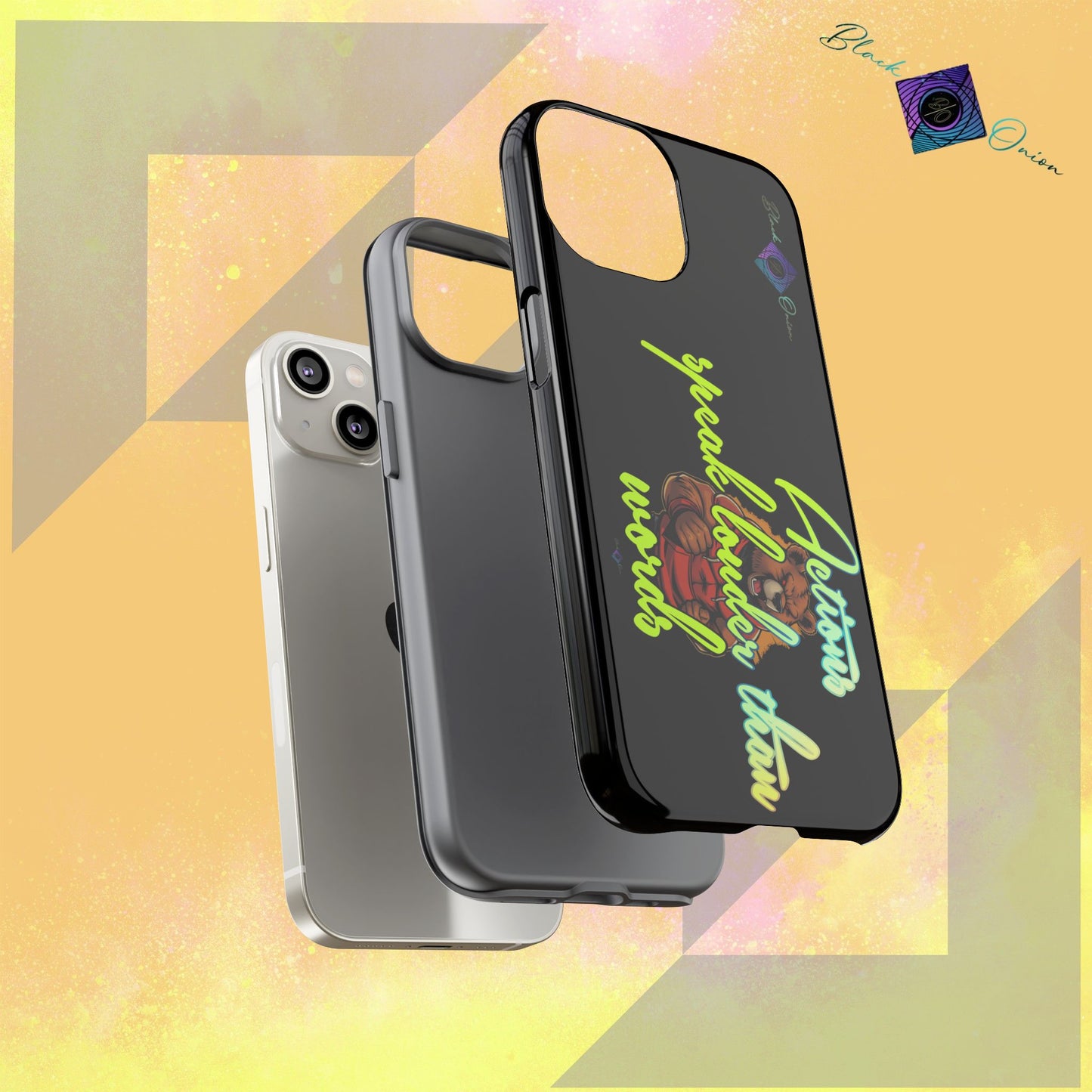 BlackOnion Brand New Phone Case - with Motivational Workout Motif ‘Actions speak lauder ‘💪🔥🫵