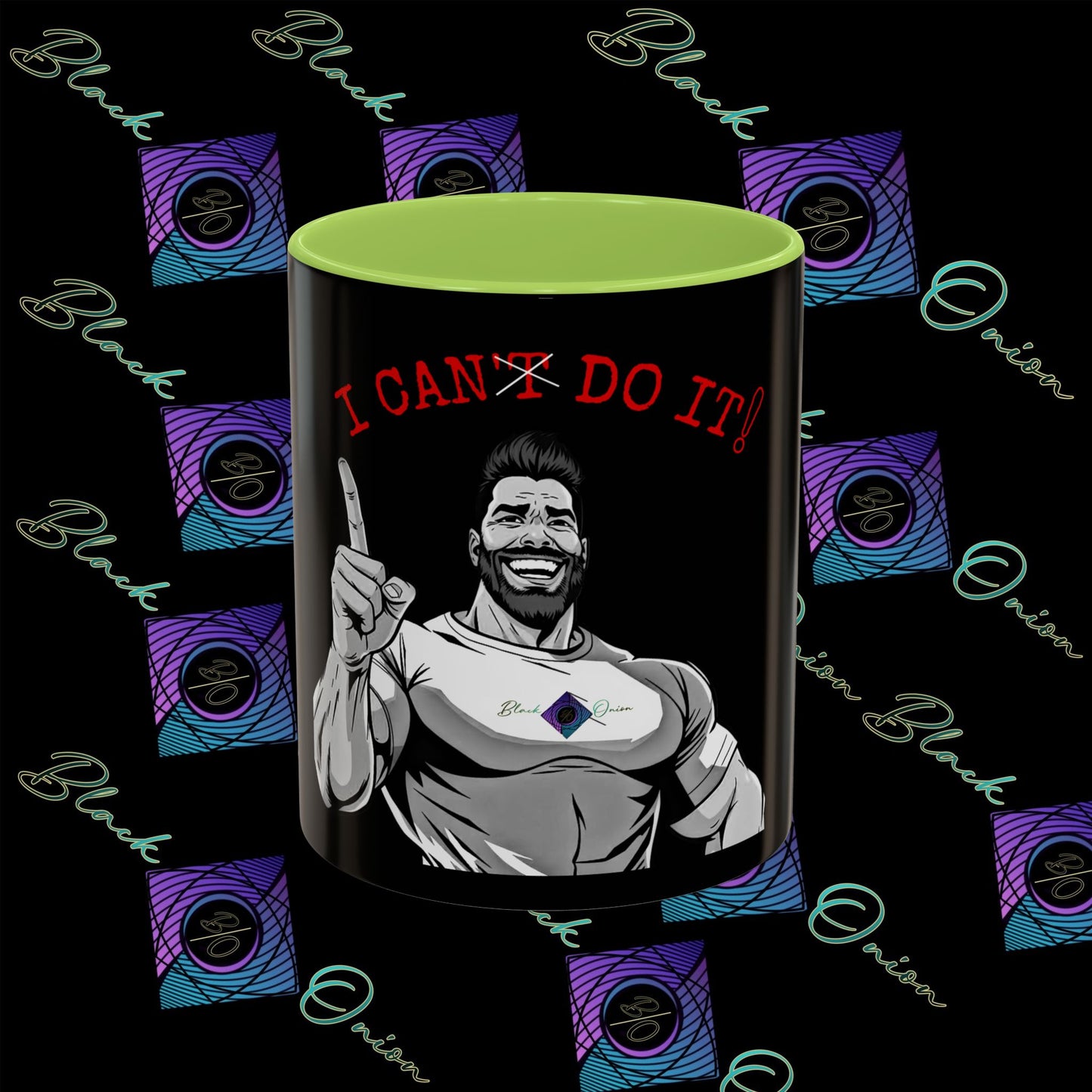 BlackOnion Coffee Mug 2 with Workout Motif ‘I Can Do It V2’🫵🔥💪