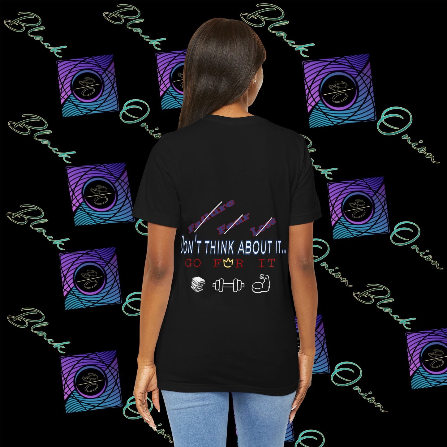 BlackOnion T-Shirt with Workout Motif “Don't Think About It, Go For It!” V2 💪🔥🫵