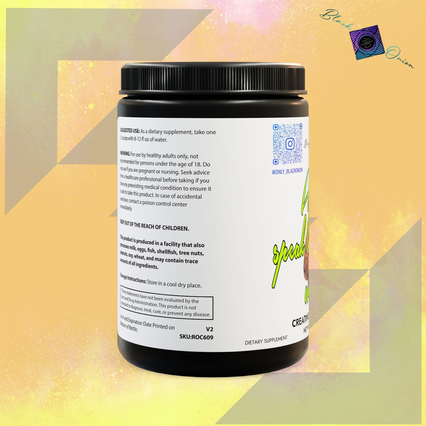 BlackOnion Creatine Monohydrate Supplement (300g, 10.58oz) 🔥💪