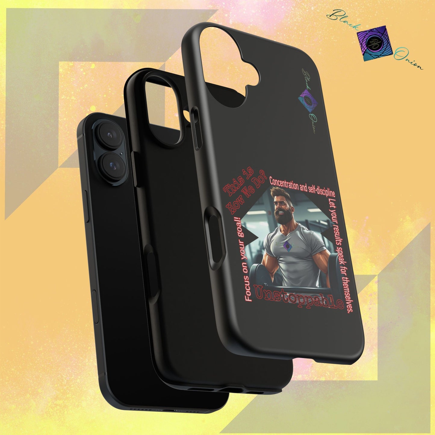 BlackOnion Brand New Phone Case - with Motivational Workout Motif’Unstoppable ‘💪🔥🫵
