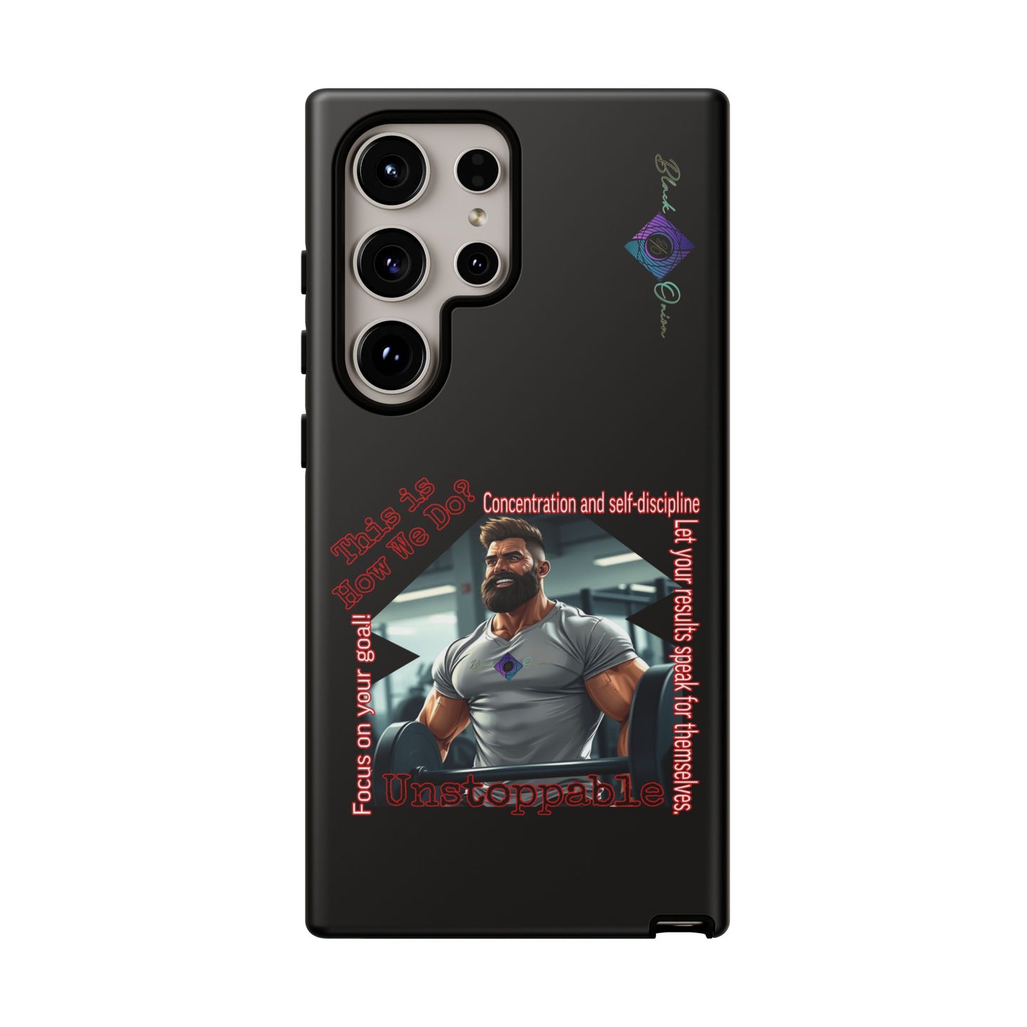 BlackOnion Brand New Phone Case - with Motivational Workout Motif’Unstoppable ‘💪🔥🫵