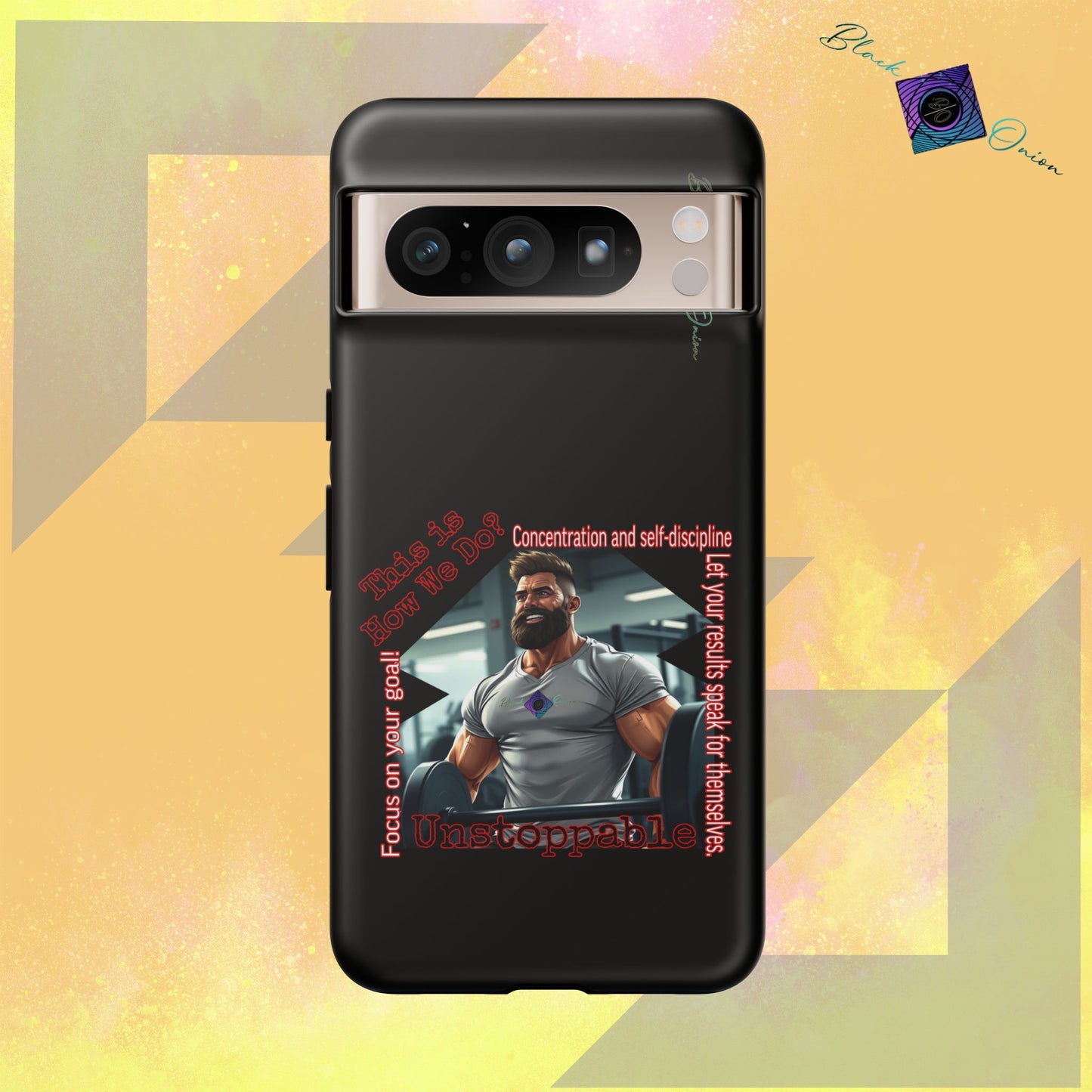 BlackOnion Brand New Phone Case - with Motivational Workout Motif’Unstoppable ‘💪🔥🫵